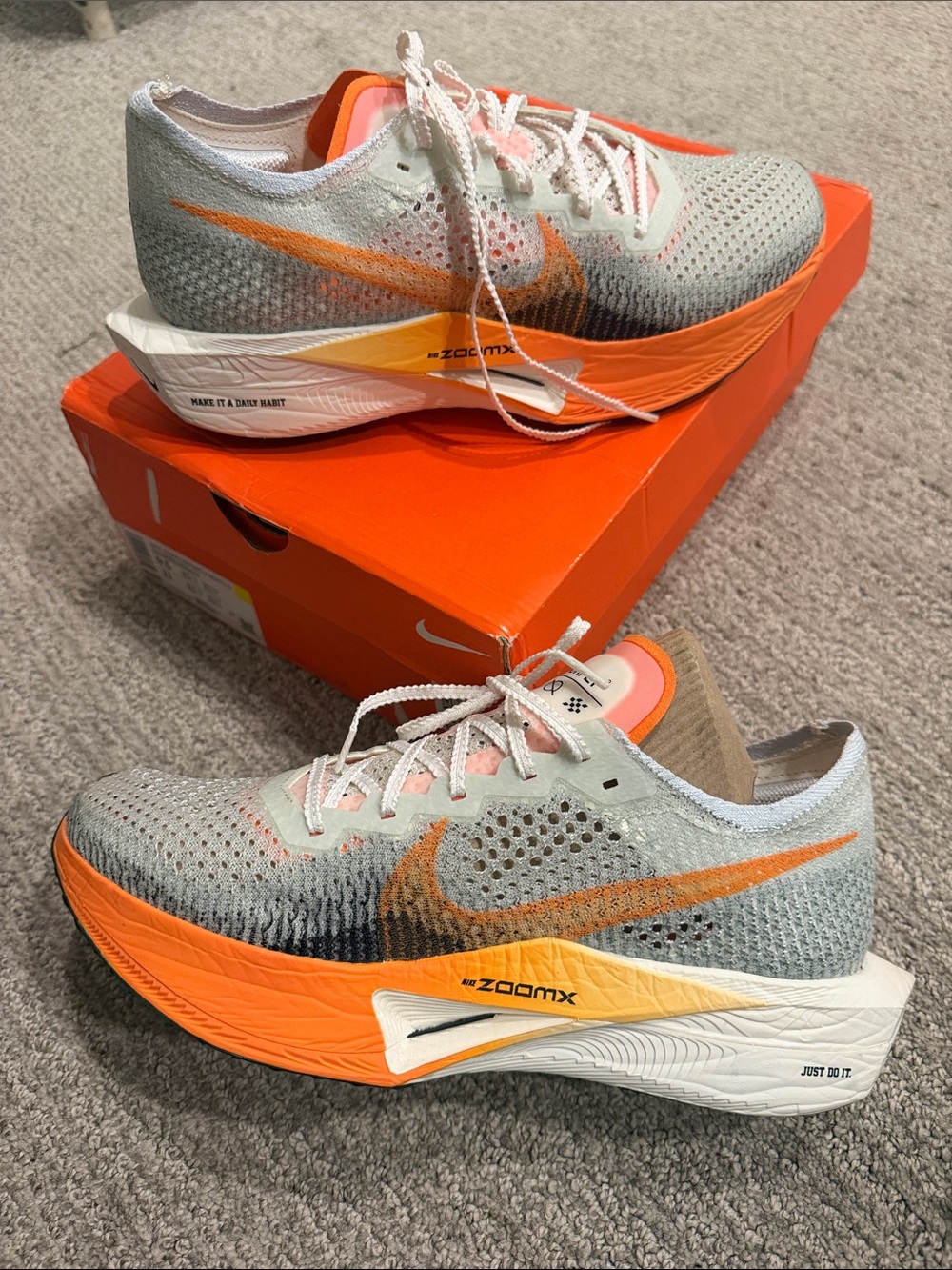 Nike Women's Gray & Orange ZoomX Running Shoes